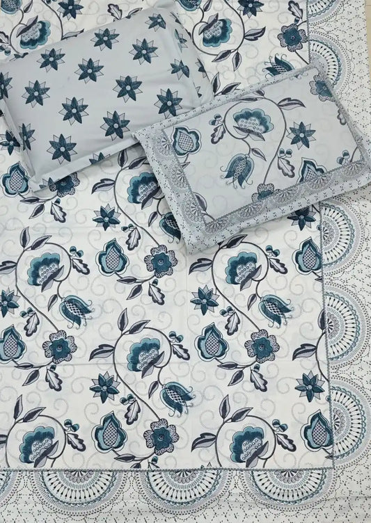 Super King Size Jaipuri Block Print Cotton Bedsheet 8x9 ft With 2 Pillow Covers by ASC Fashion Store