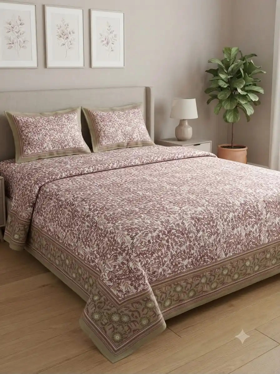 Fresh summer blossom flower print super king size bedsheet by ASC Fashion Store