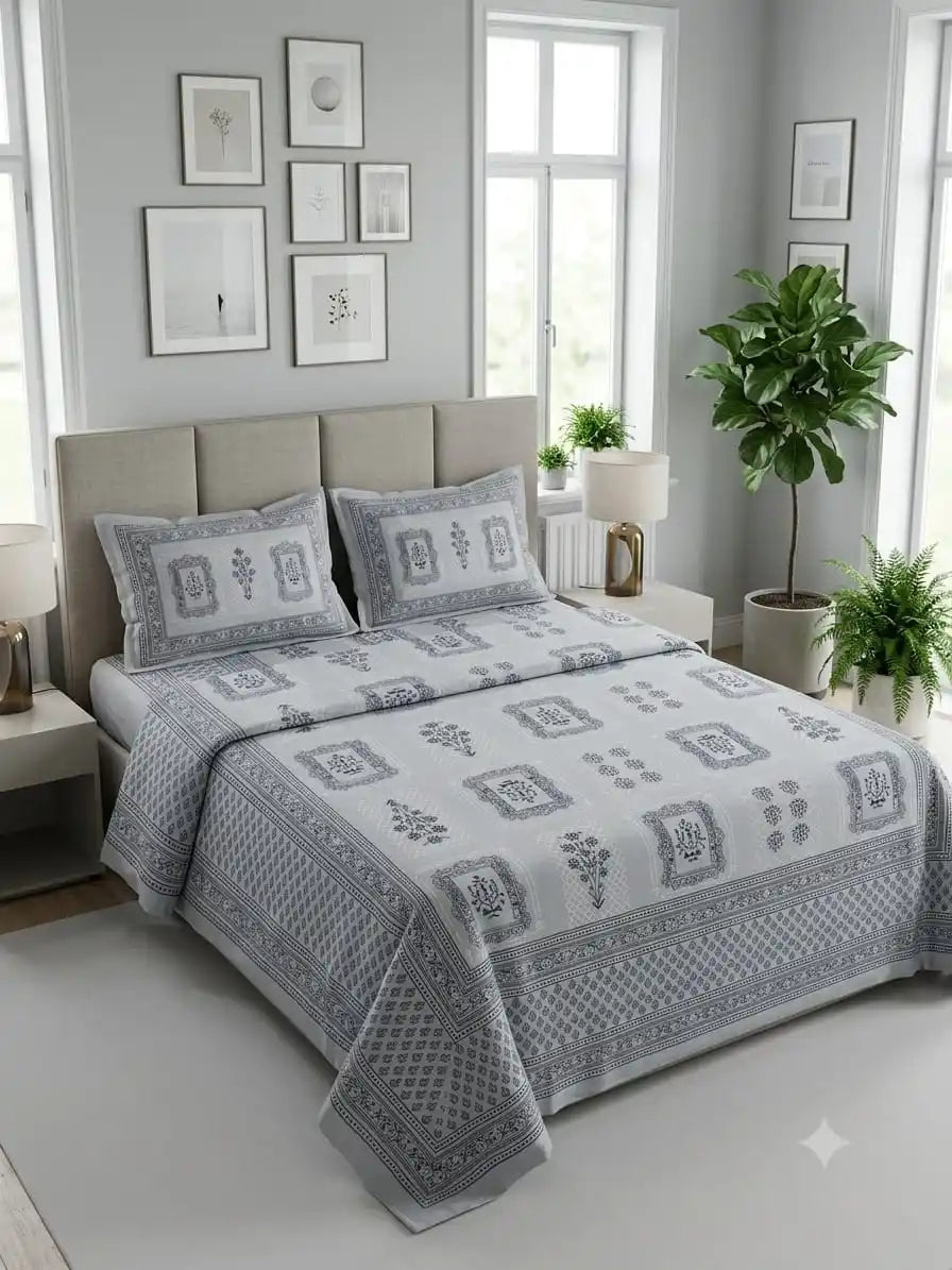 Classic square tile print super king size bedsheet by ASC Fashion Store