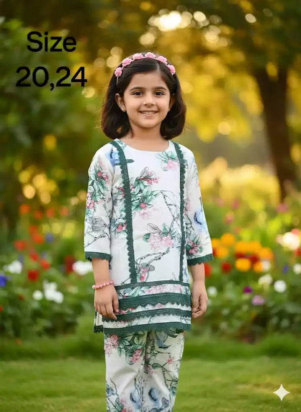 Girls Kids Karachi Lace Rayon Kurta Pant Straight Cut Cord-Sets