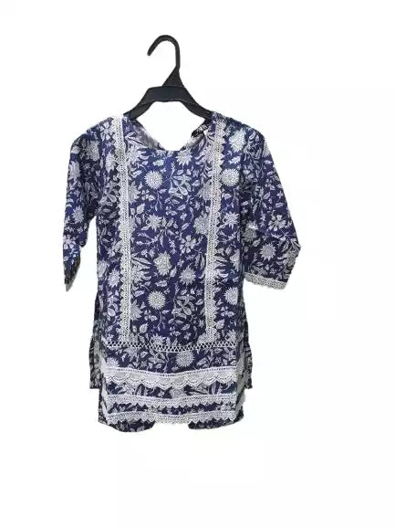 Girls Kids Karachi Lace Rayon Kurta Pant Straight Cut Cord-Sets