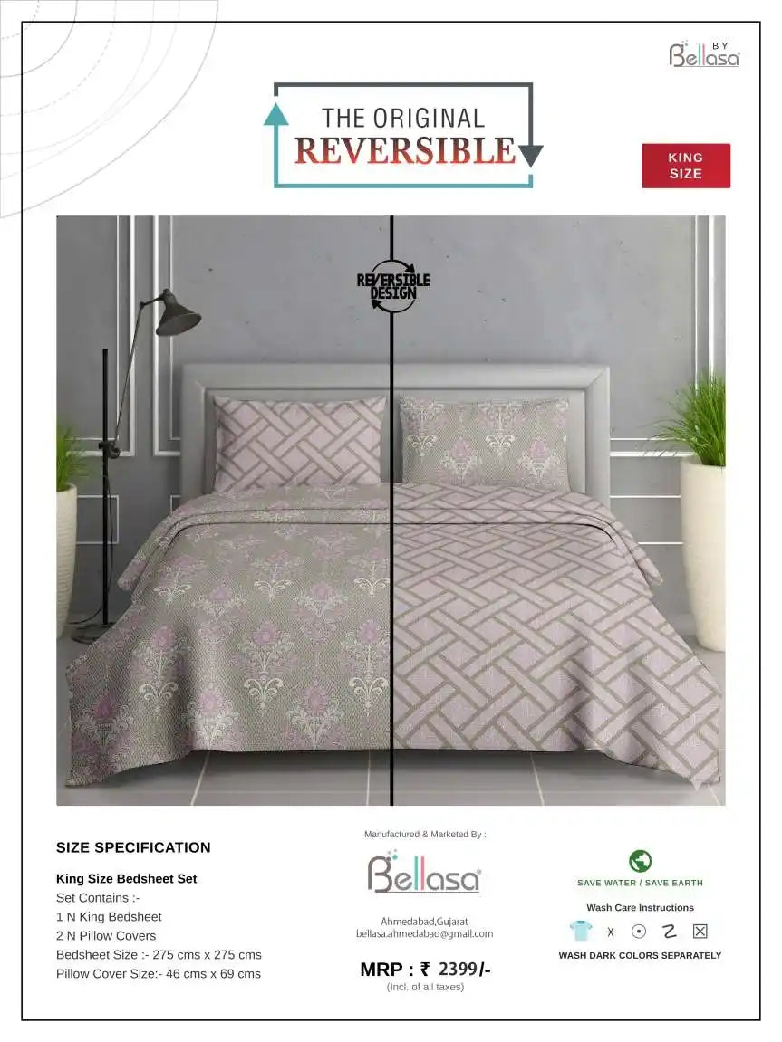 Reversible Double Bed Cotton Bedsheet