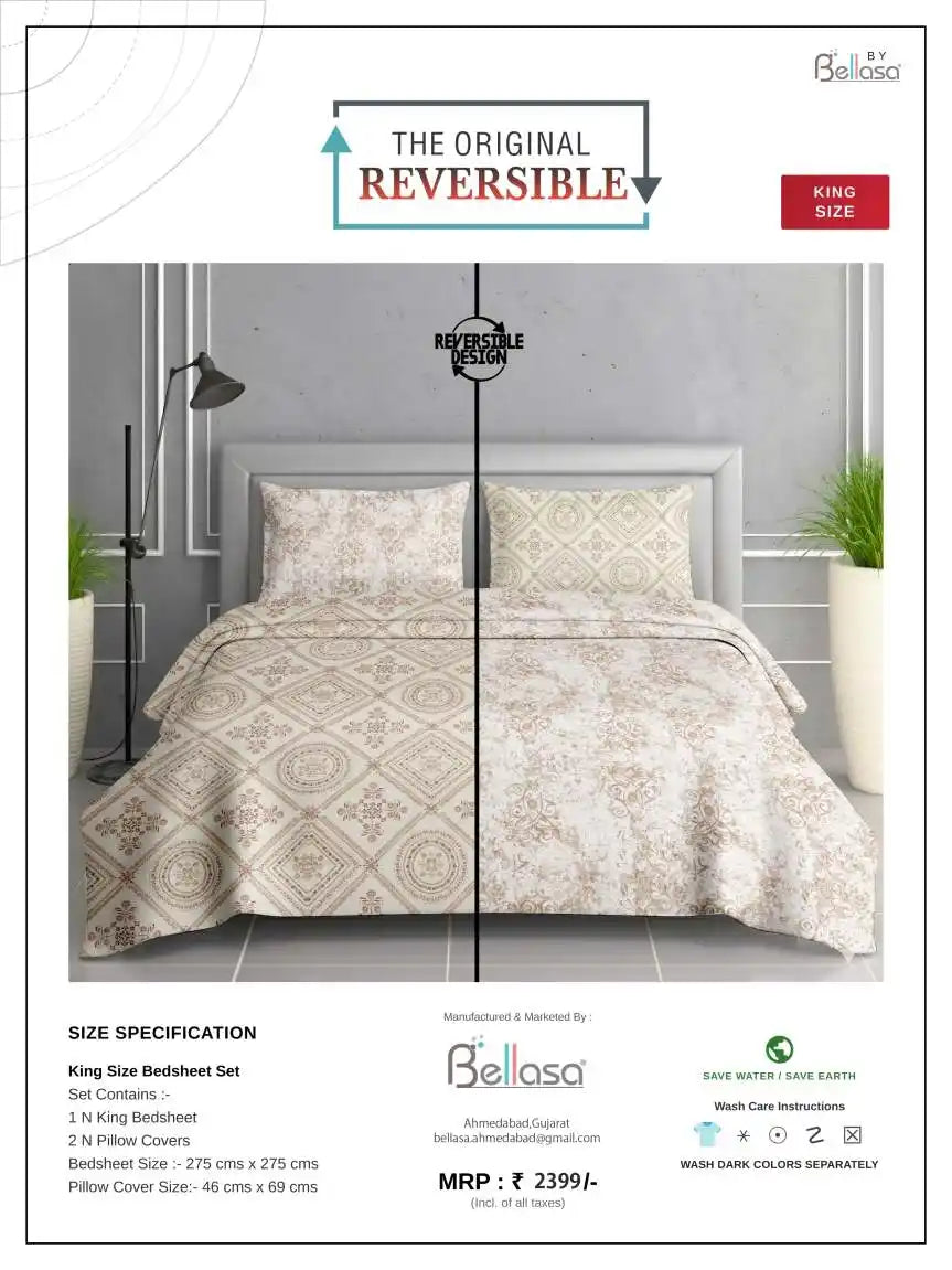 Reversible Cotton King Size Bedsheet 9ft x 9ft