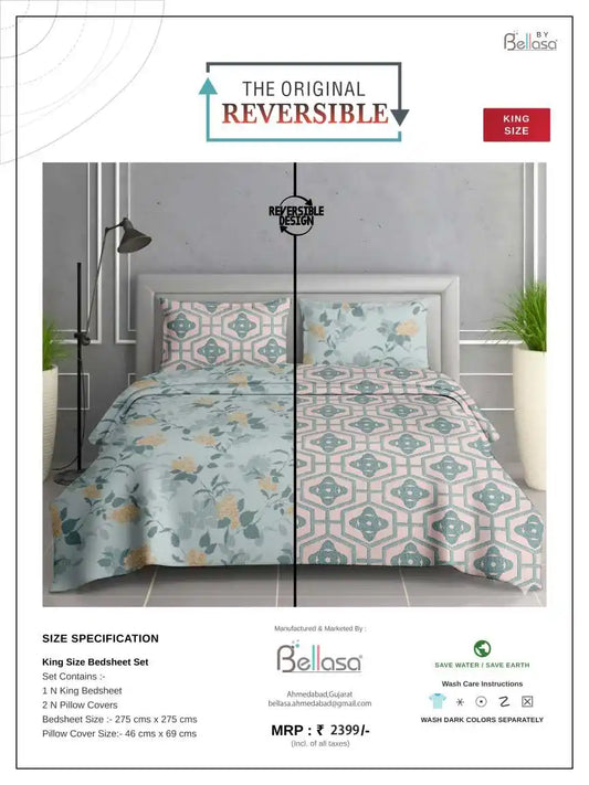 Reversible Bedsheet With Two Side Design