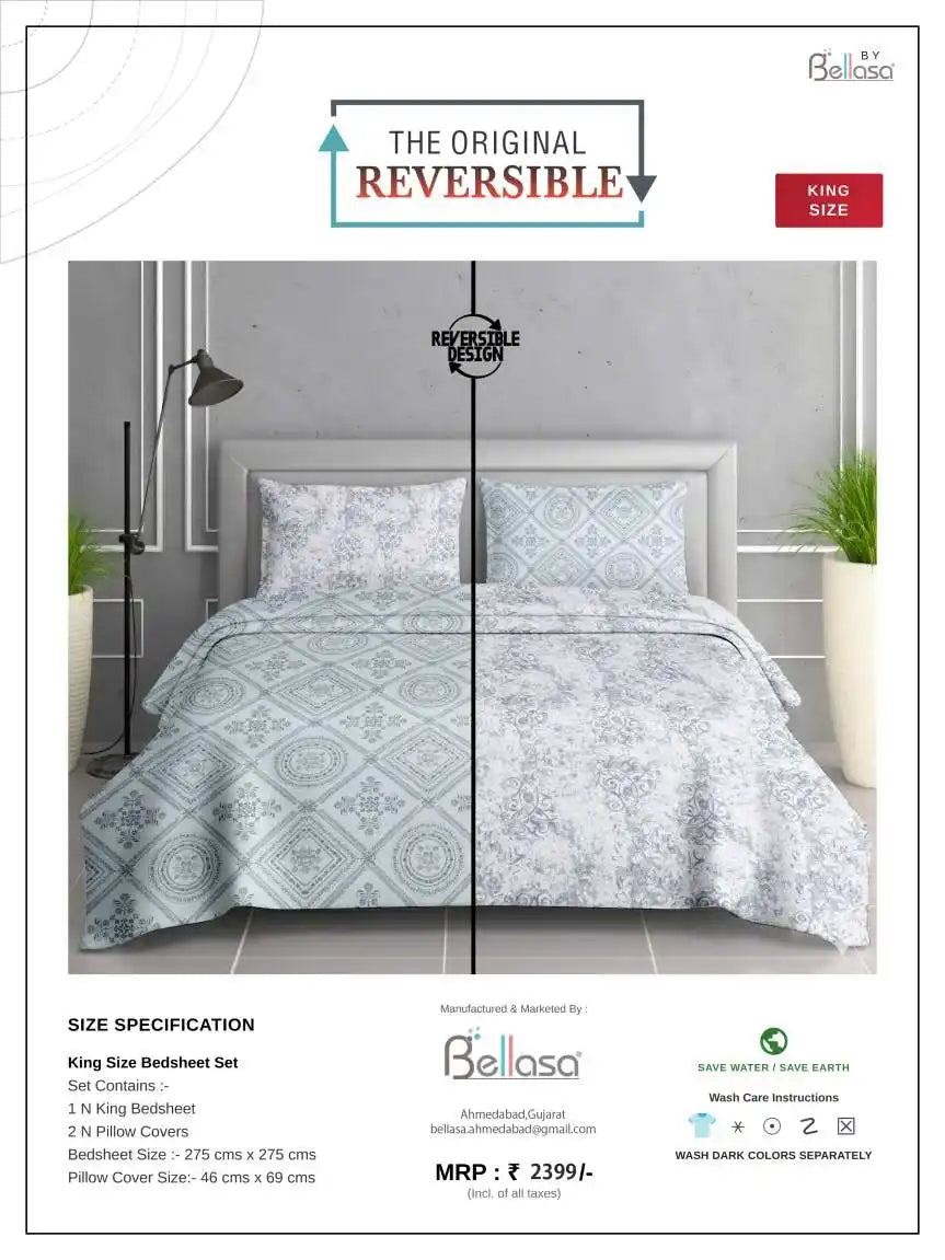 Cotton King Size Reversible Bedsheet Set
