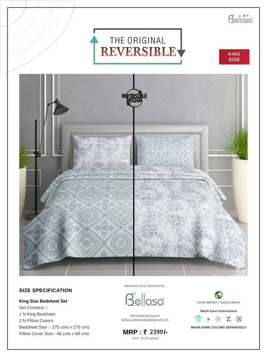 Cotton King Size Reversible Bedsheet Set