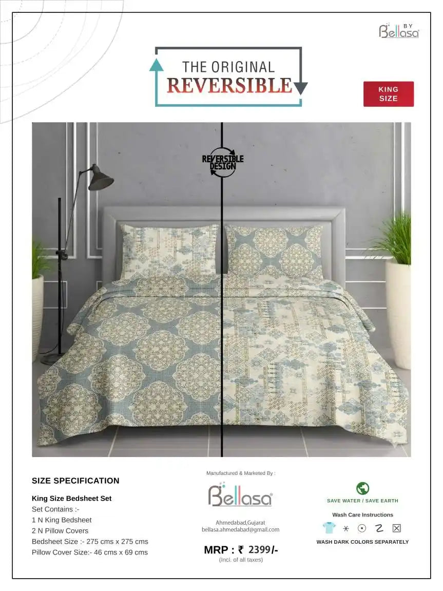 Soft Cotton Double Bed Reversible Bedsheet