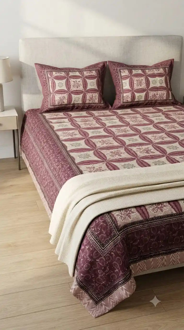 Floral Block Print King Bedsheet – ASC Fashion Store