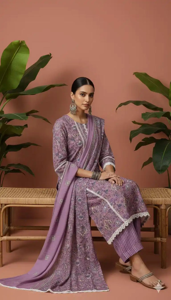 Karachi Pattern Cotton Premium Readymade Suit, Cotton Pant, Mal Dupatta