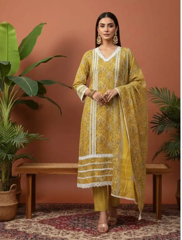 Karachi Pattern Cotton Premium Readymade Suit, Cotton Pant, Mal Dupatta