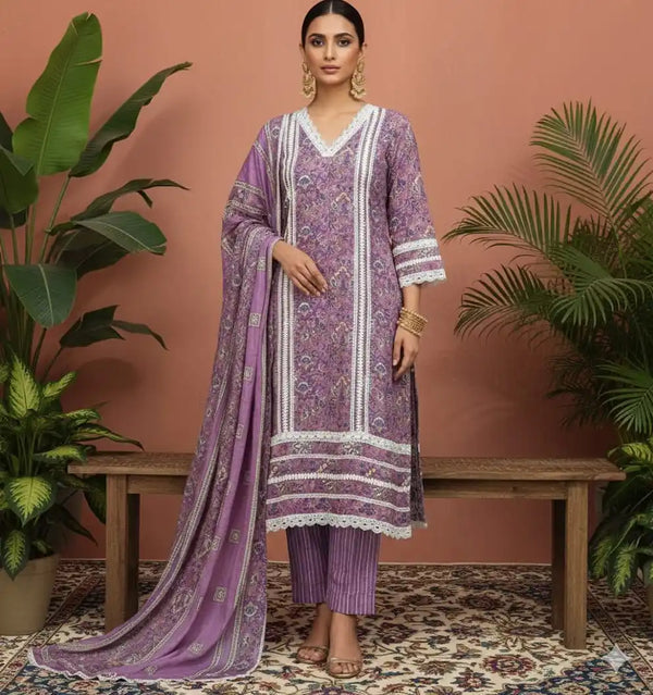 Karachi Pattern Cotton Premium Readymade Suit, Cotton Pant, Mal Dupatta
