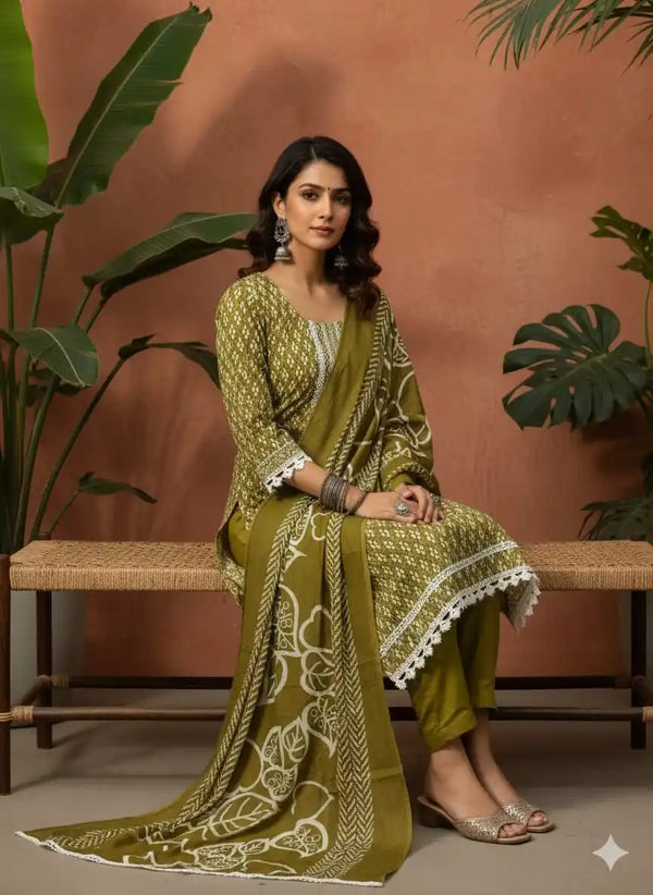 Karachi Pattern Cotton Premium Readymade Suit, Cotton Pant, Mal Dupatta