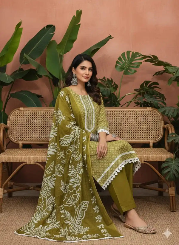 Karachi Pattern Cotton Premium Readymade Suit, Cotton Pant, Mal Dupatta