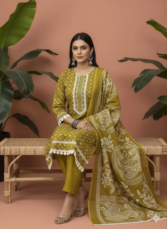 Karachi Pattern Cotton Premium Readymade Suit, Cotton Pant, Mal Dupatta