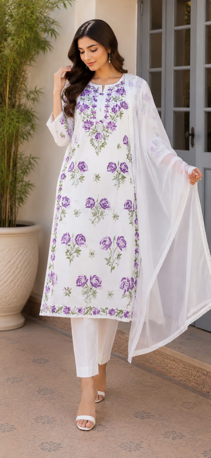 Hand Embroidered Lucknowi Cotton Kurti By ASC