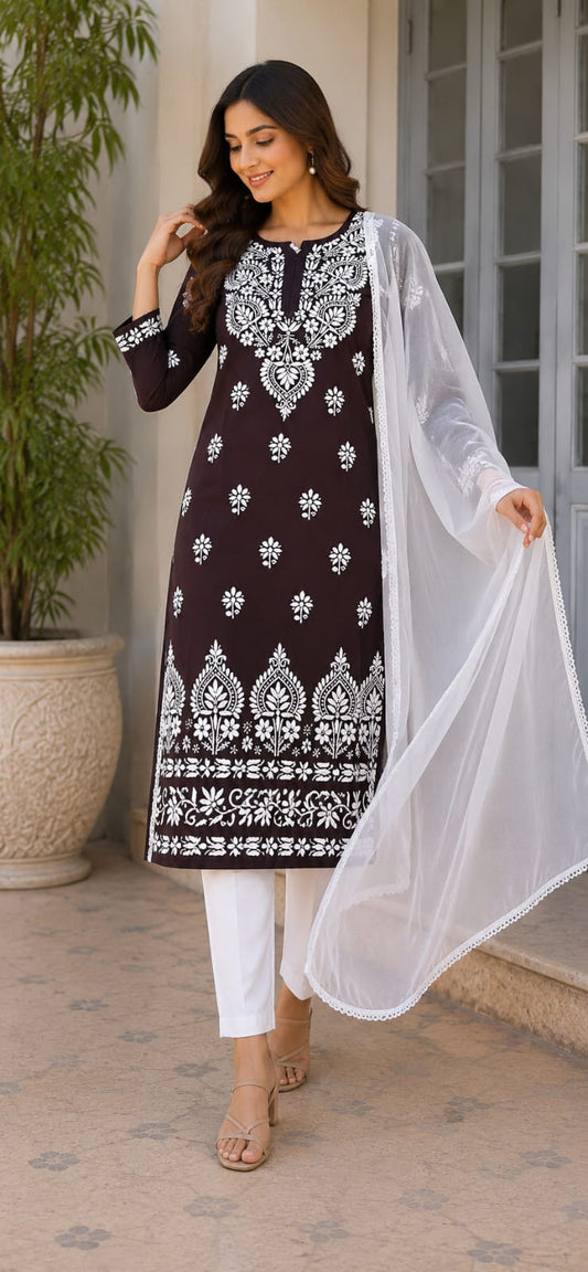 Lucknowi Embroidered Kurti for Women By ASC