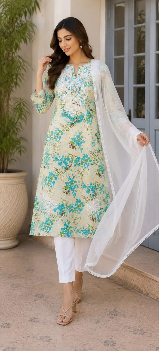 ASC Embroidered Lucknowi Chikankari Kurti