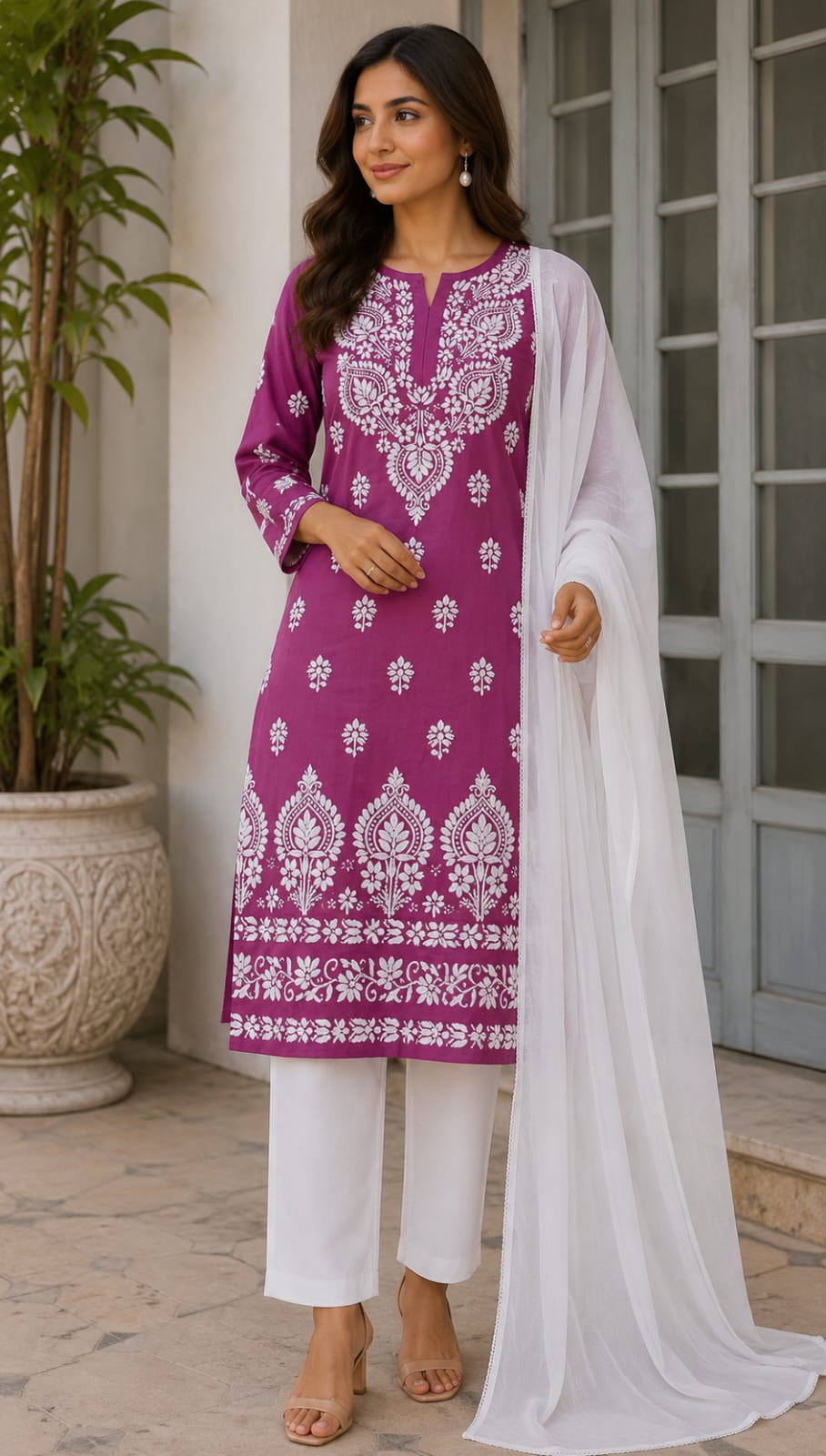Straight Lucknowi Embroidered Kurti By ASC