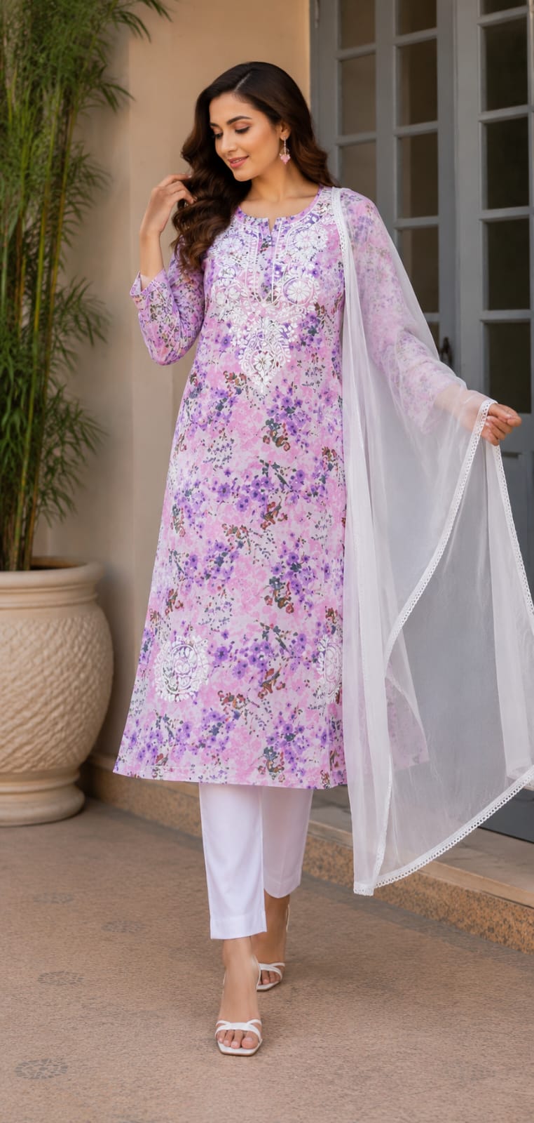 ASC Hand Embroidered Cotton Chikankari Kurti for Women