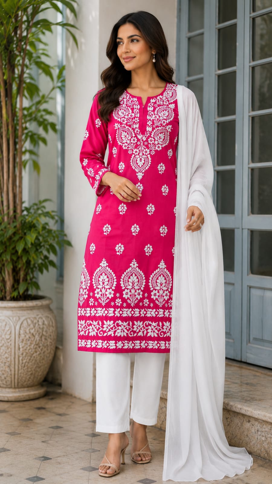 ASC Cotton Kurti with Lucknowi Chikankari Work