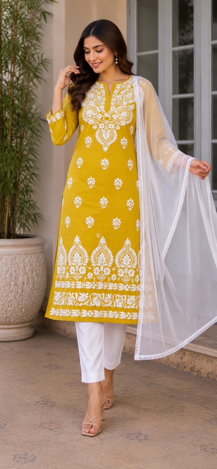 ASC Straight Fit Lucknowi Chikankari Kurti