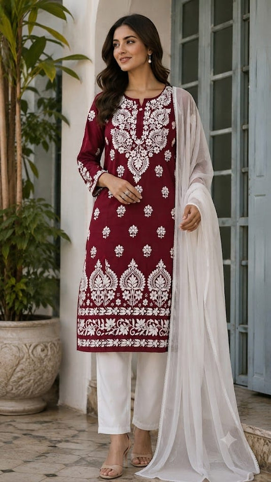ASC Chikankari Hand Embroidered Lucknowi Kurti