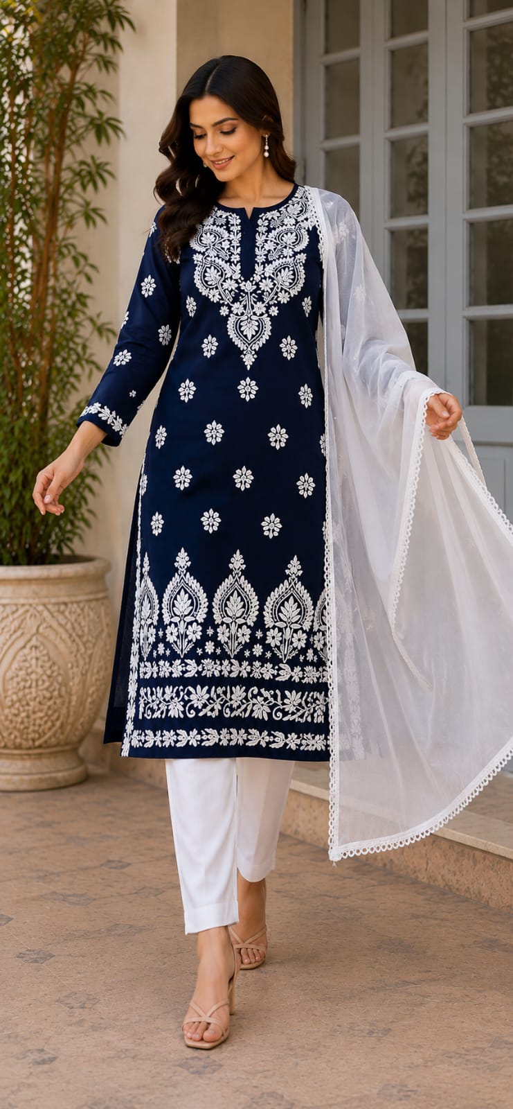 Premium Handcrafted Lucknowi Chikankari Cotton Kurti By ASC