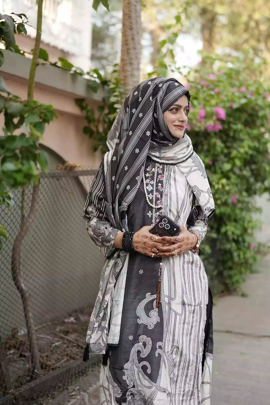 Pure Soft Natural Crepe Readymade Designer Embroidered With Digital Print, Satin Rayon Pant  CREPE DUPATTA