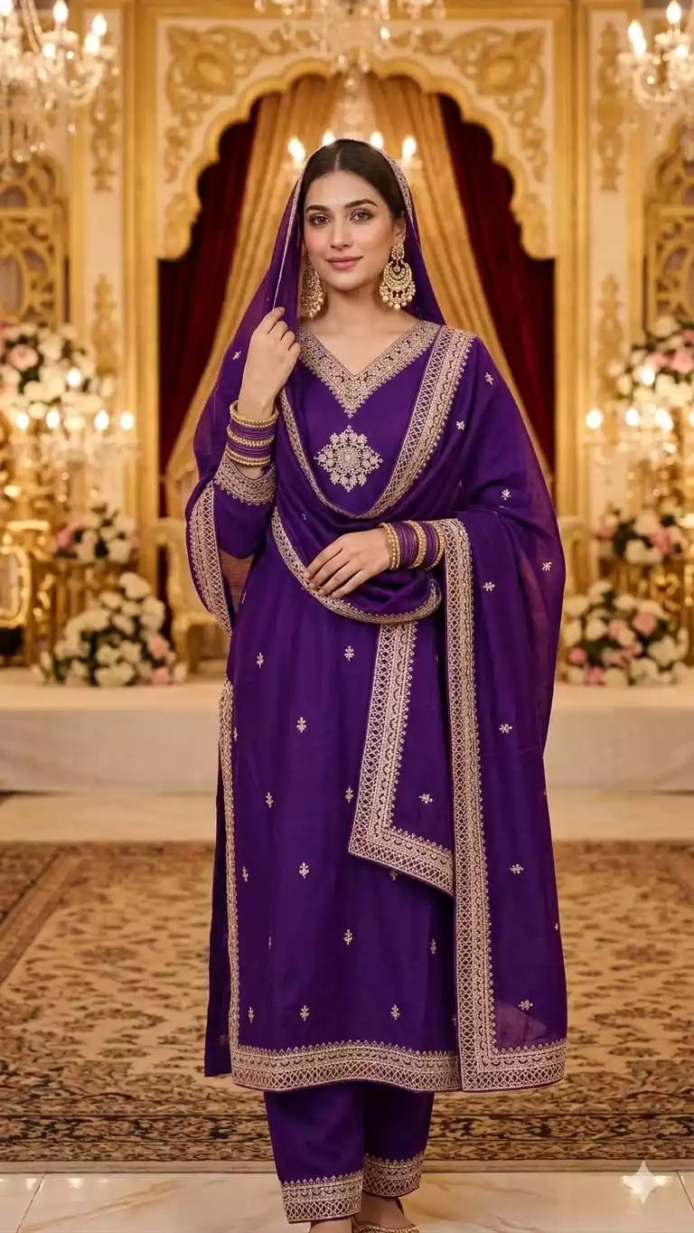 HEAVY EMBROIDERED DESIGNER READYMADE SUIT WITH DUPATTA