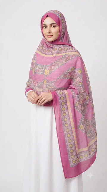 Mal Cotton Namaazi Dupatta - Soft Printed Chunni for Namaz (NAM45)