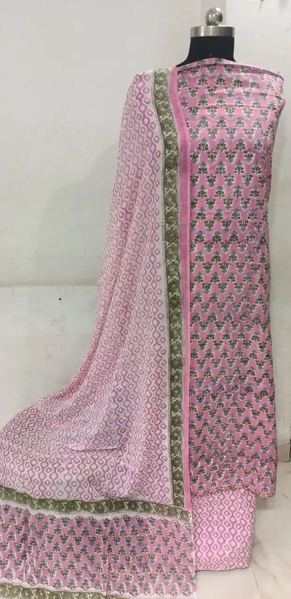 Pure Original Hand Block Jaipuri Unstitched Cotton Material