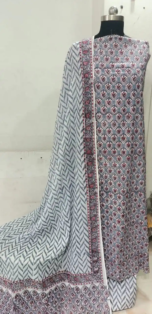 Pure Original Hand Block Jaipuri Unstitched Cotton Material
