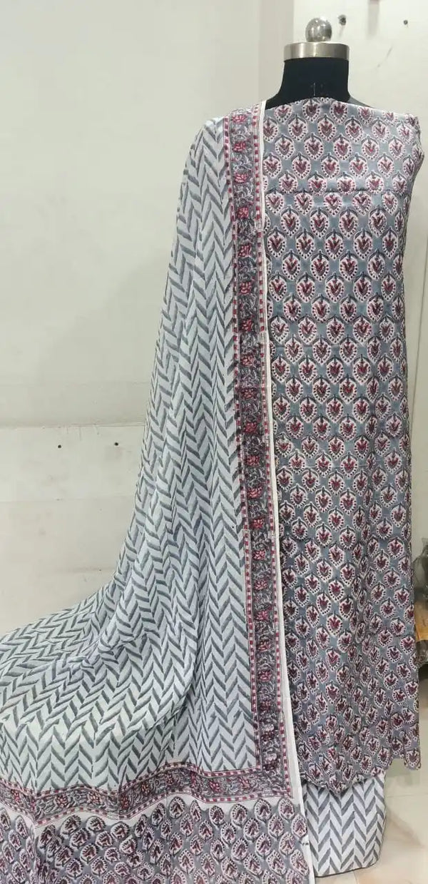 Pure Original Hand Block Jaipuri Unstitched Cotton Material