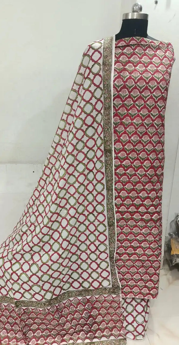 Pure Original Hand Block Jaipuri Unstitched Cotton Material