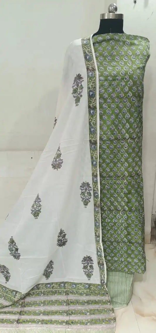 Pure Original Hand Block Jaipuri Unstitched Cotton Material