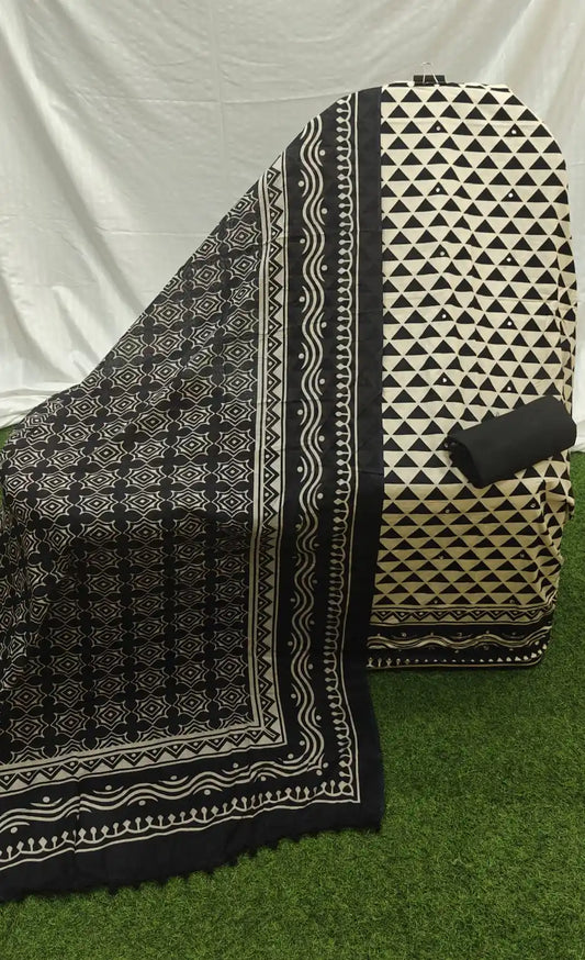 Unstitched premium quality soft cotton suit with soft cotton dupatta and soft cotton bottom unstitched