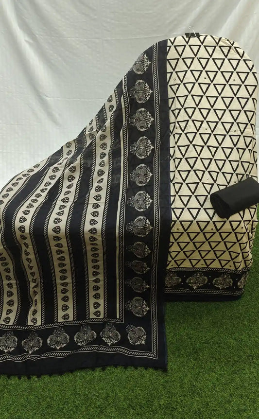 Unstitched premium quality soft cotton suit with soft cotton dupatta and soft cotton bottom unstitched