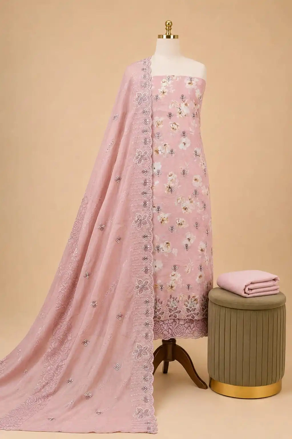 Non Catalogue Pakistani Cotton Unstitched Suit By ASC