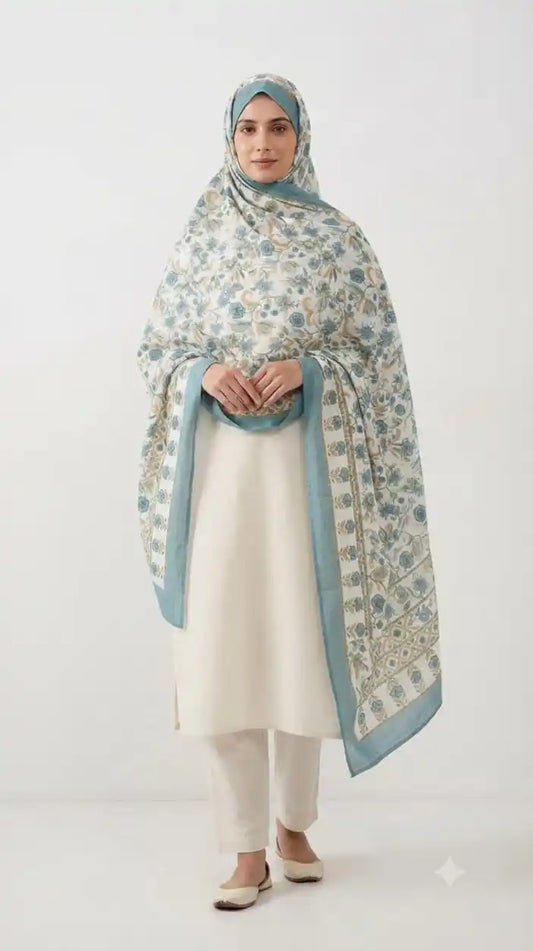 Namaazi Mulmul Cotton Dupatta - Soft Printed Chunni, 2.25 m (ND21)