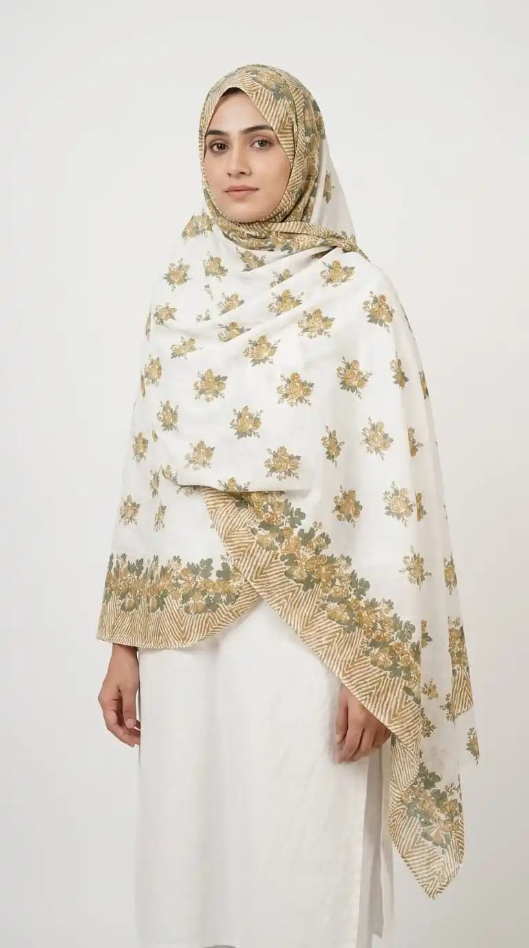 ASC Namaazi Floral Printed Mulmul Dupatta 2.25 Meter