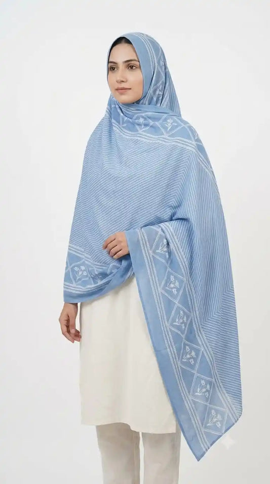 Floral Mal Cotton Namaazi Dupatta - Modest 2.25 m Chunni (ND27)