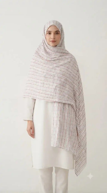 Mulmul Cotton Namaazi Dupatta - Printed 2.25 m Prayer Wrap (ND36)