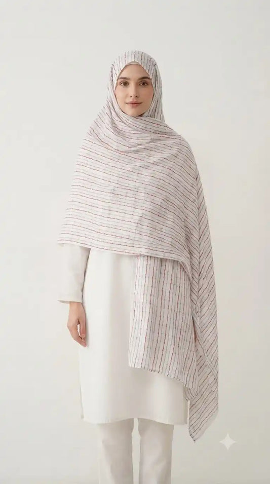 Mulmul Cotton Namaazi Dupatta - Printed 2.25 m Prayer Wrap (ND36)