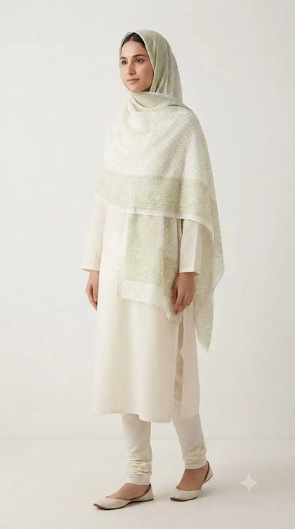 Soft Mulmul Cotton Namaazi Wrap - Printed Prayer Chunni (ND44)