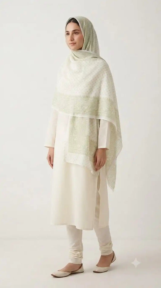Soft Mulmul Cotton Namaazi Wrap - Printed Prayer Chunni (ND44)