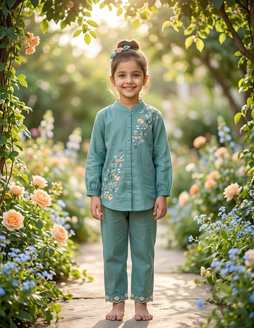 Girls Rayon Embroidered Co-Ord Set by ASC