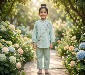 Girls Royal Rayon Embroidered Co-Ord Set by ASC
