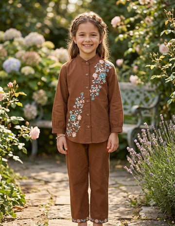 Girls Trendy Rayon Embroidered Co-Ord Set by ASC