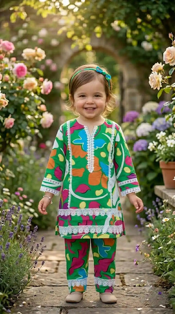 Abstract Color Karachi Lace Co-Ord Set by ASC