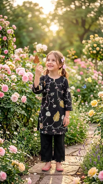 Girls Royal Rayon Embroidered Co-Ord Set by ASC